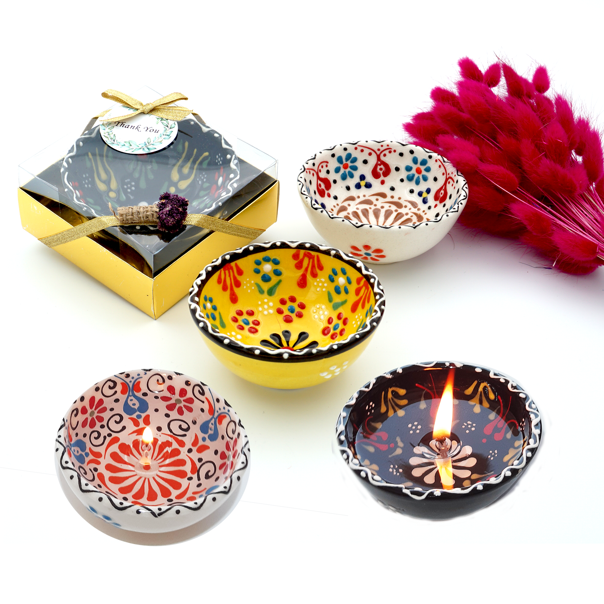 Party Favors ceramic Gel Candle in Bowl for Diwali Gifts for Guest