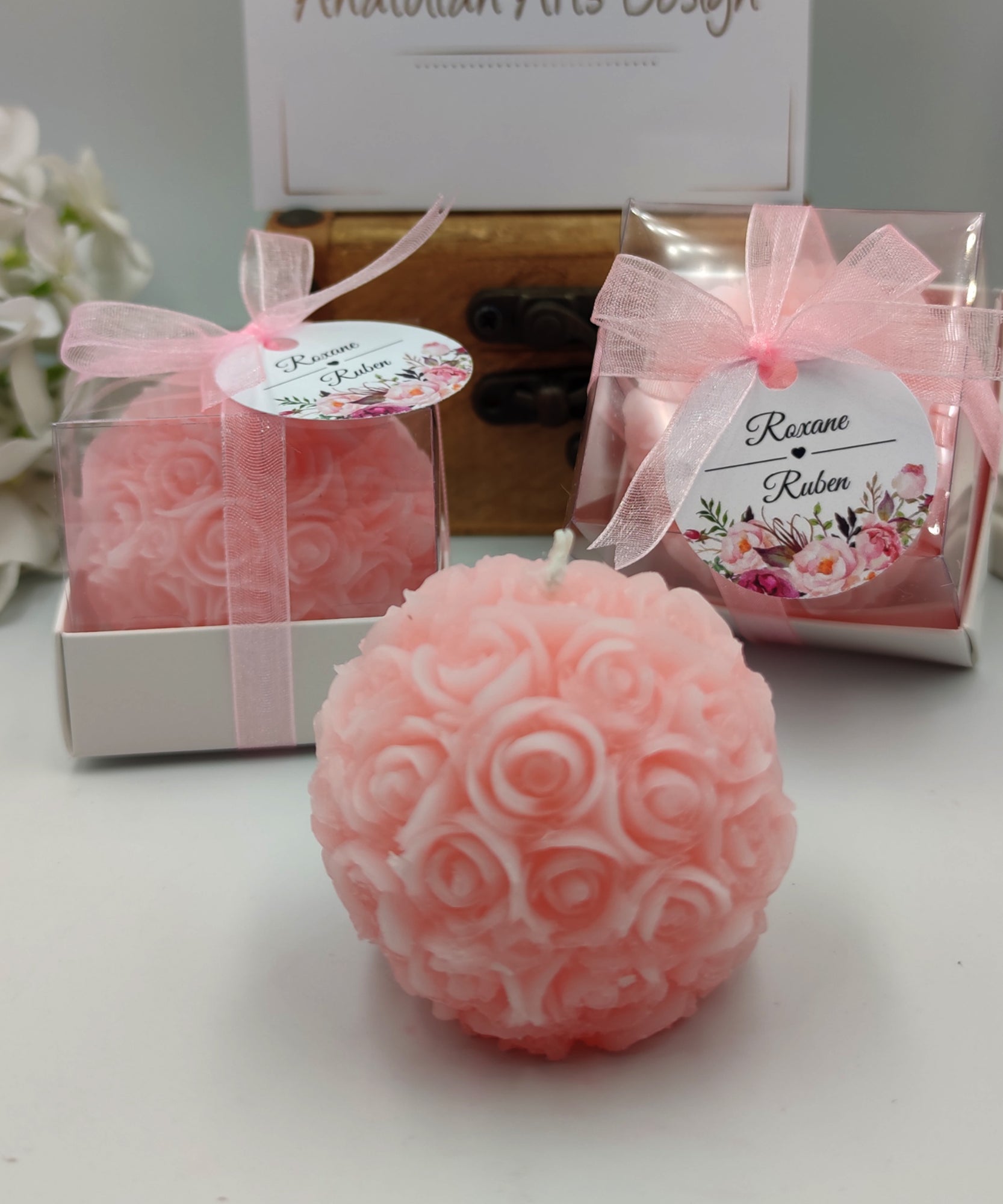 Wedding candle favor Rose shaped Gift for Guest in Wedding, Bridal Shower,Baptism