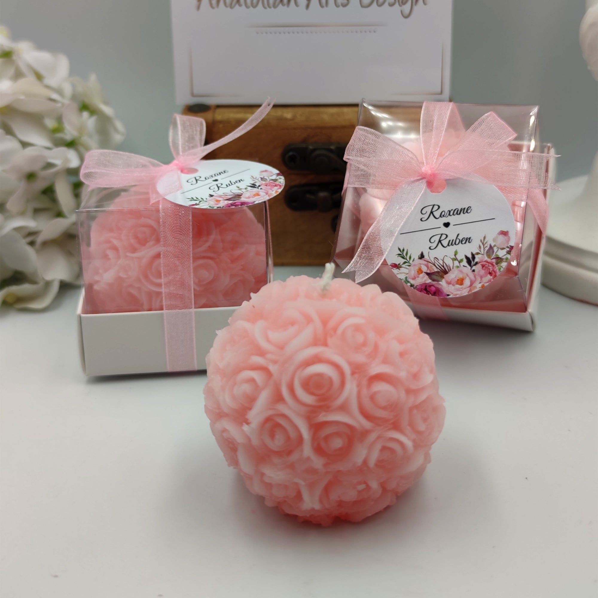 Wedding candle favor Rose shaped Gift for Guest in Wedding, Bridal Shower,Baptism