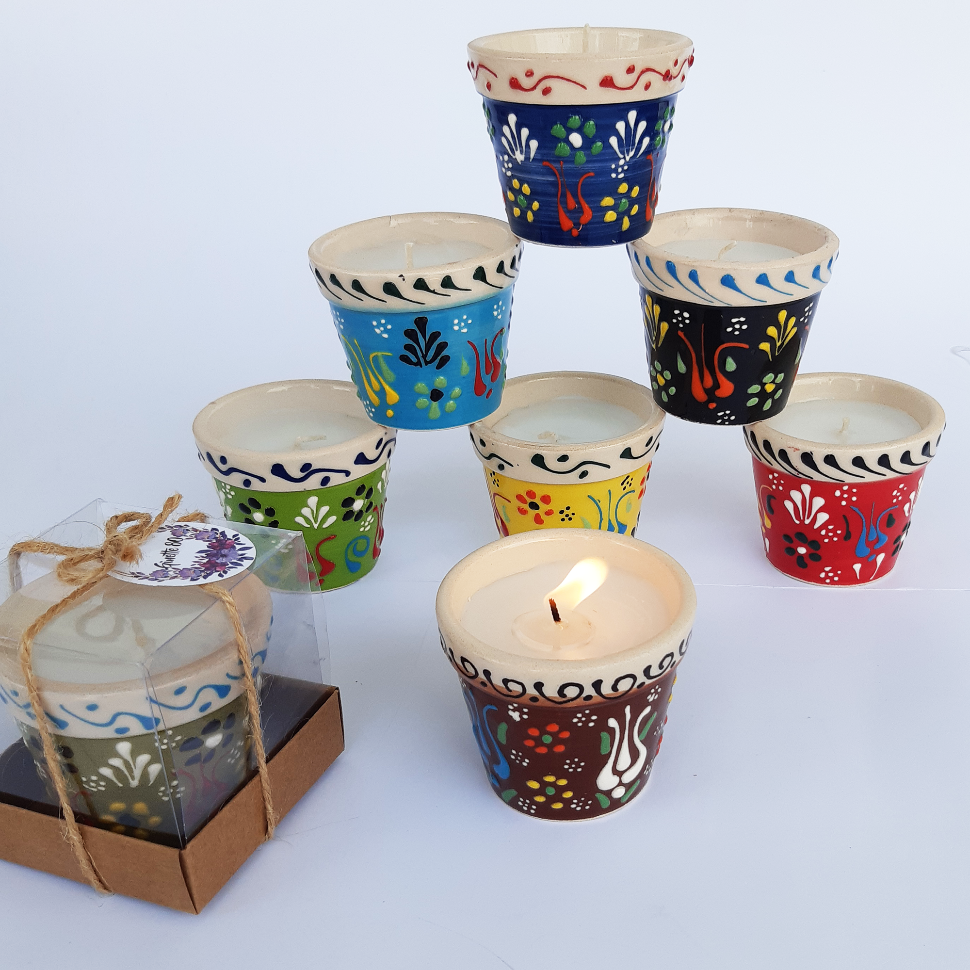 Wedding favours bulk candle in ceramic pots in box for Return gifts