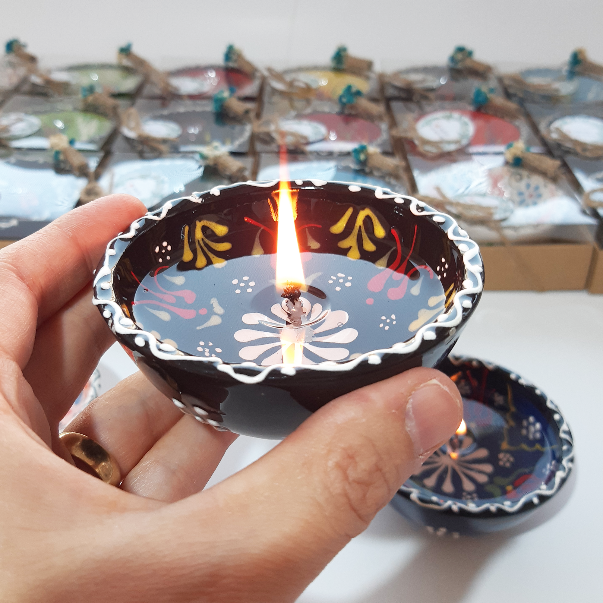 Party Favors ceramic Gel Candle in Bowl for Diwali Gifts for Guest