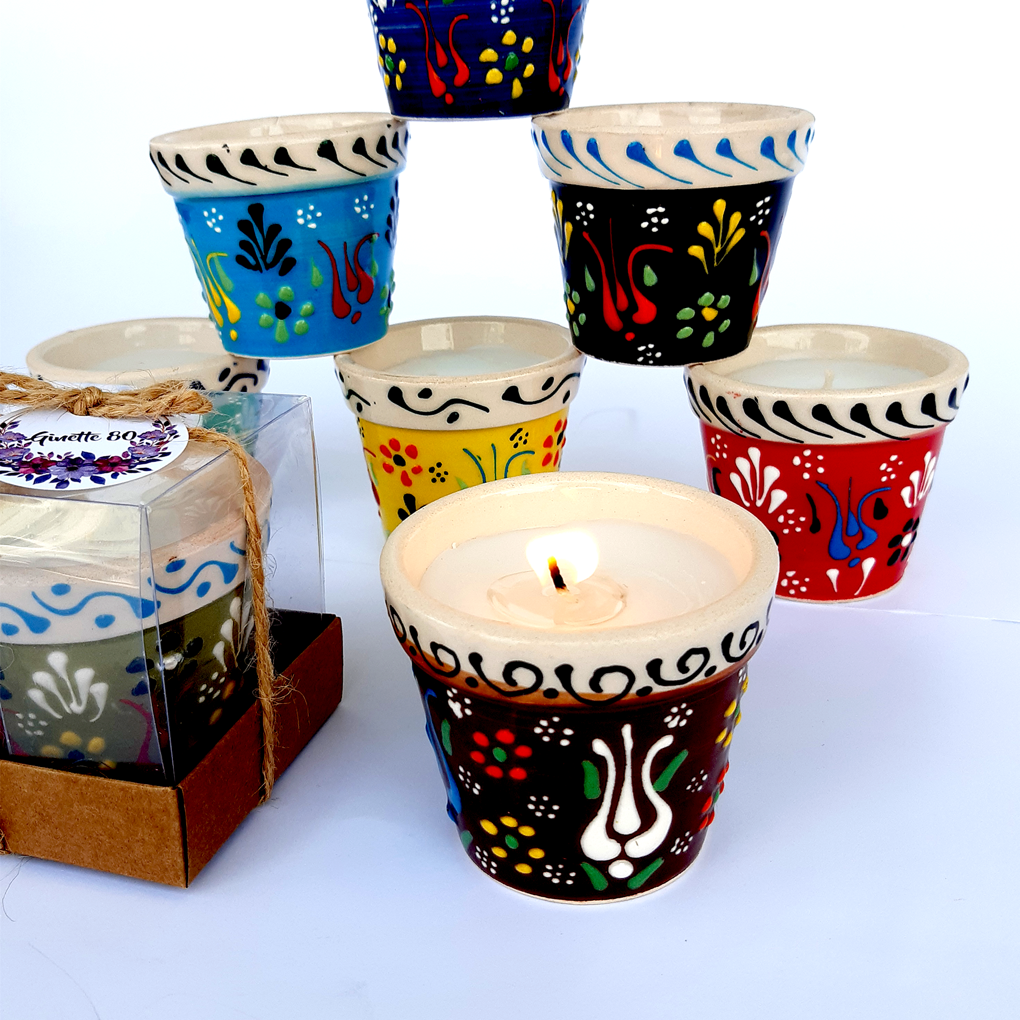 Wedding favours bulk candle in ceramic pots in box for Return gifts