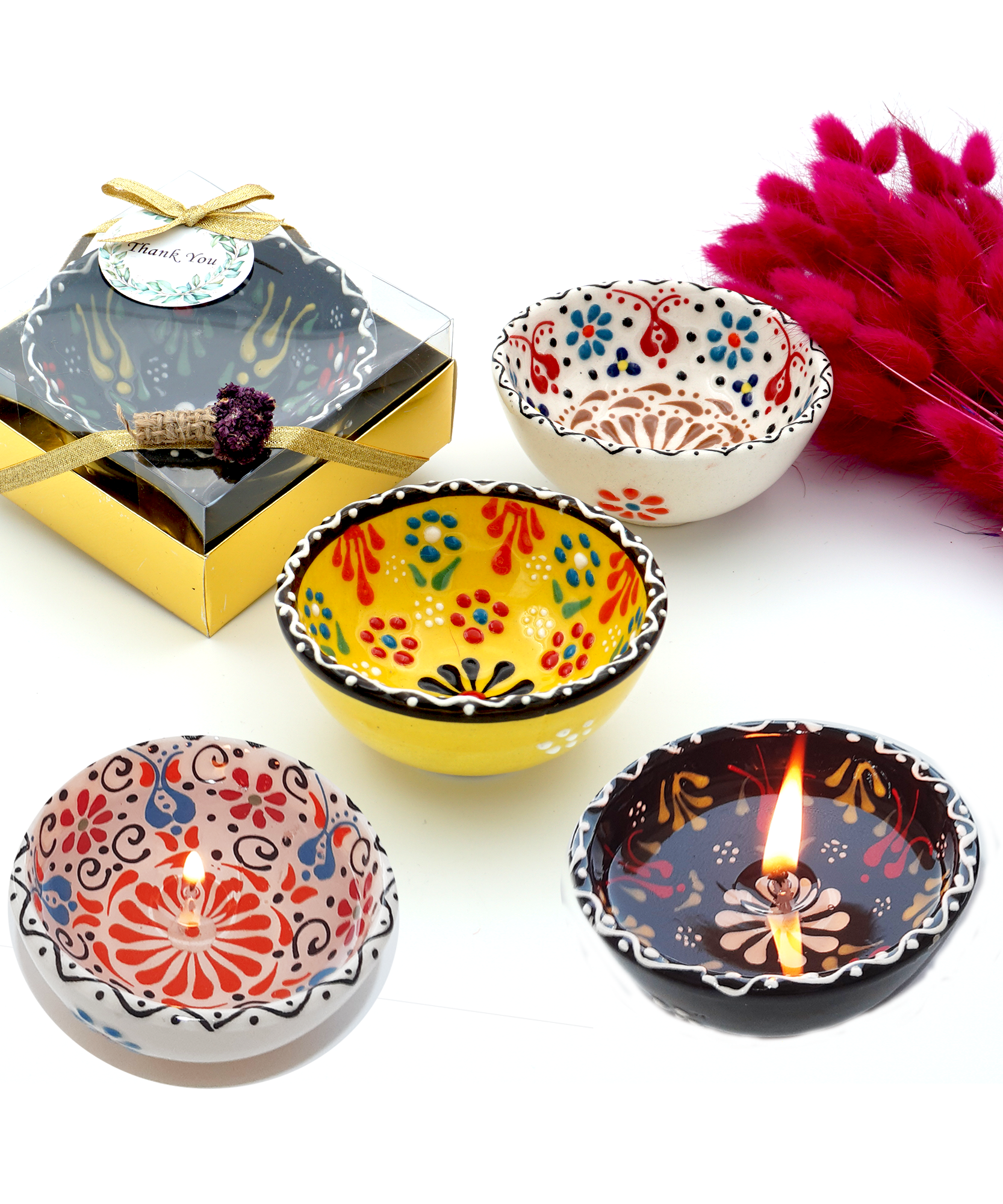 Party Favors ceramic Gel Candle in Bowl for Diwali Gifts for Guest