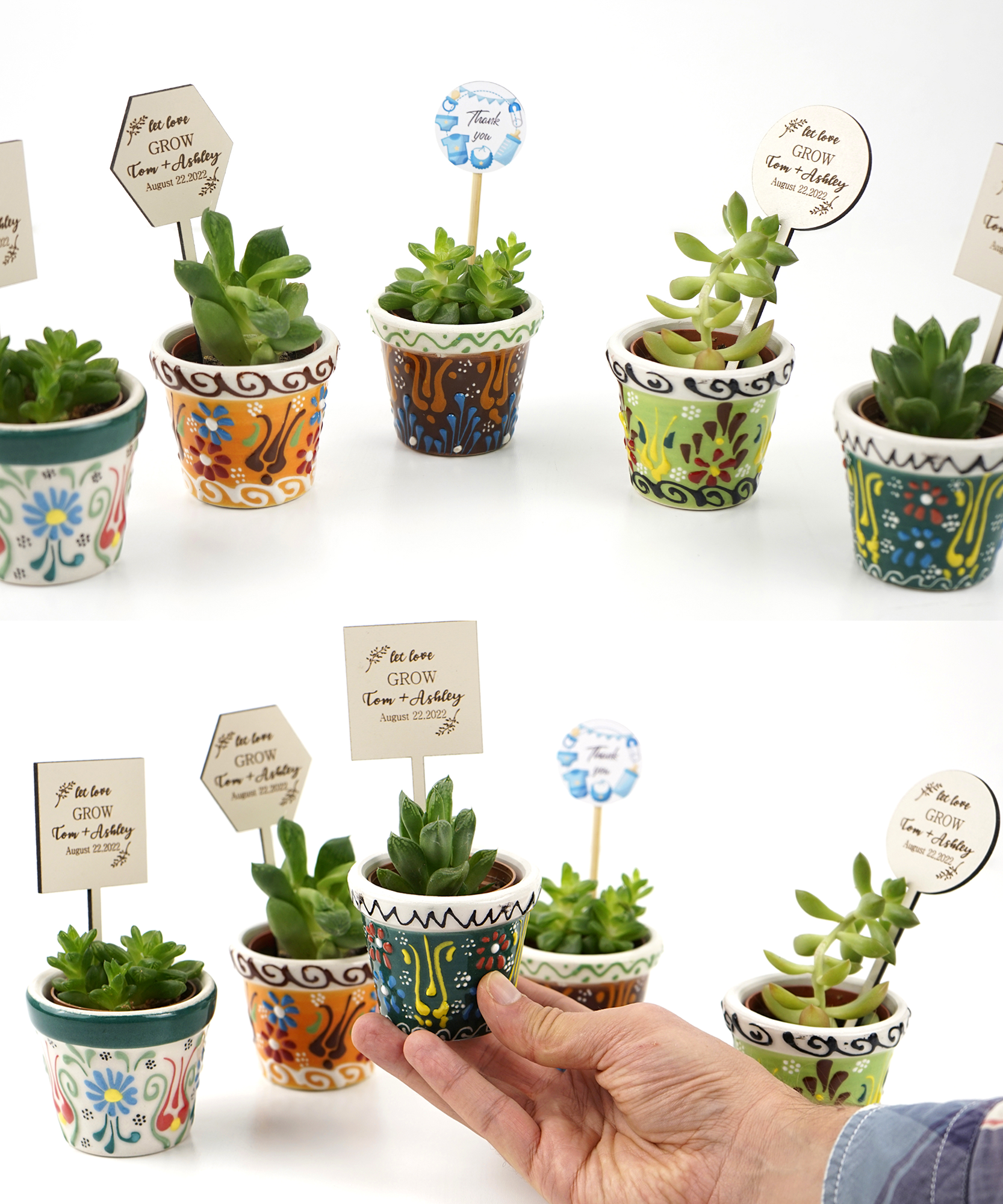 Wedding favours Ceramic Succulent Pots for Bridal Shower gifts Guest bulk