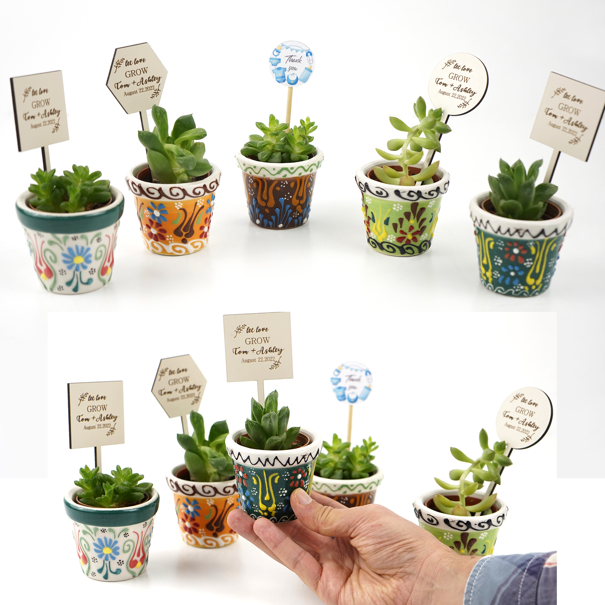 Wedding favours Ceramic Succulent Pots for Bridal Shower gifts Guest bulk
