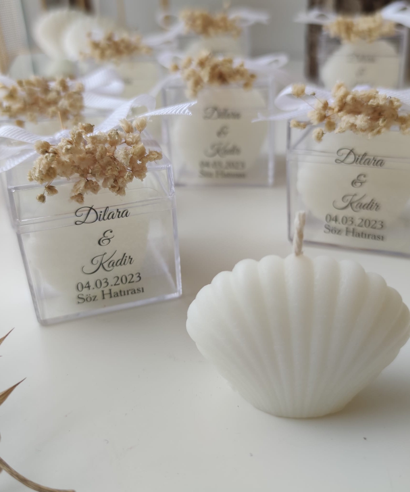 wedding favours for Guest, Candle Sea shell part gifts for baptism, bridal shower, christining