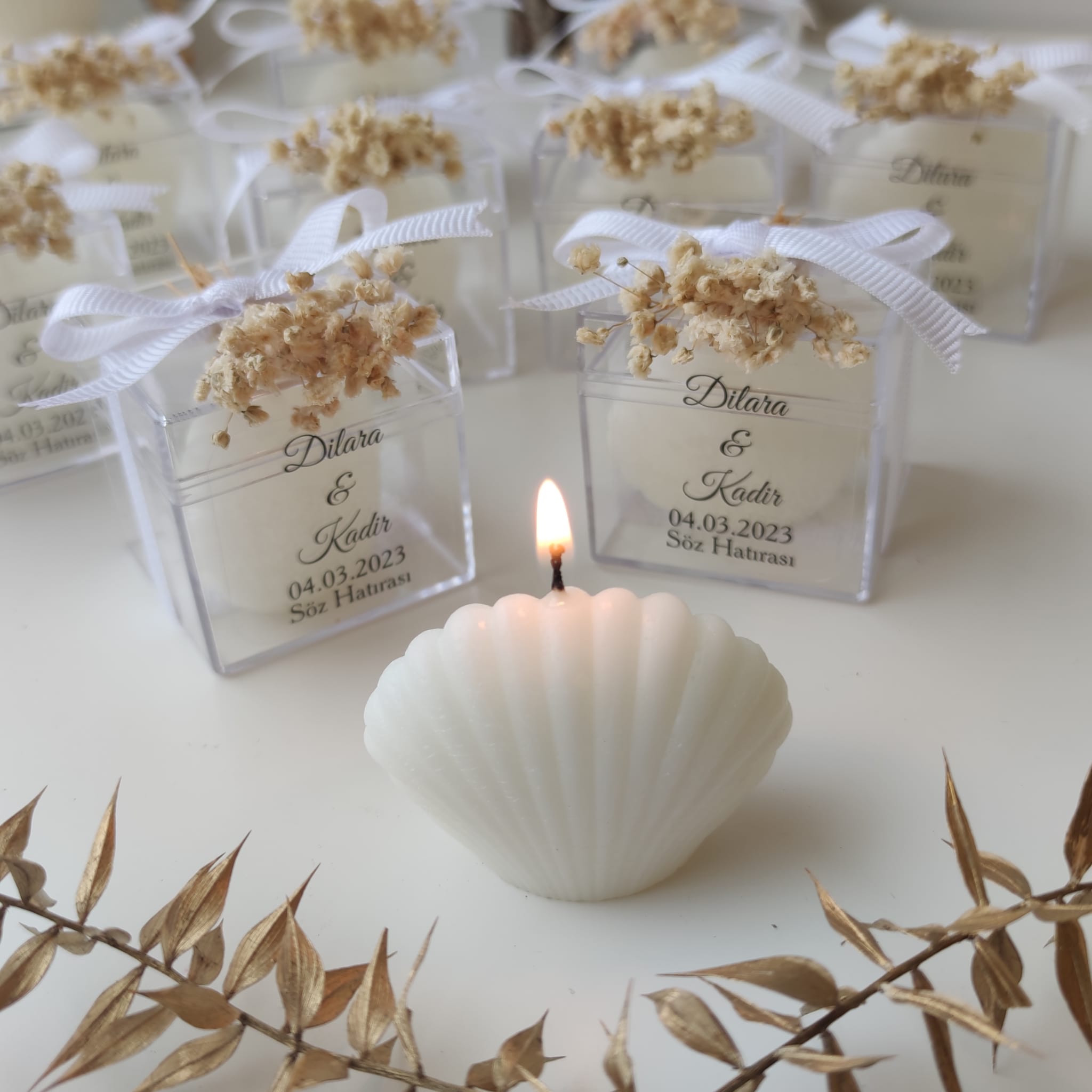 wedding favours for Guest, Candle Sea shell part gifts for baptism, bridal shower, christining