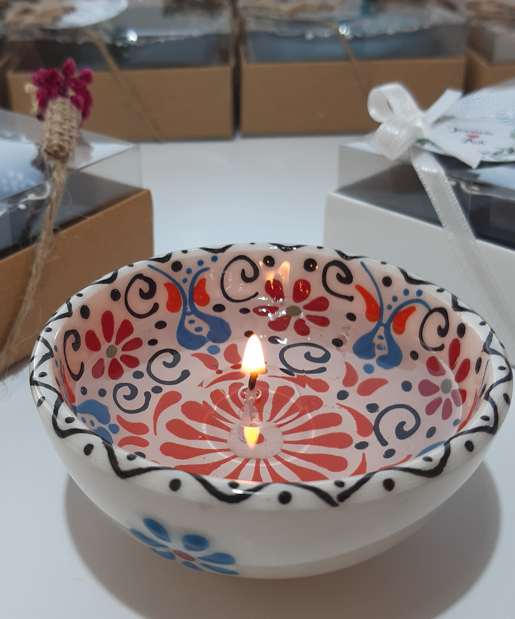 Party Favors Gel Candle in ceramic Bowl for Gifts for Guest