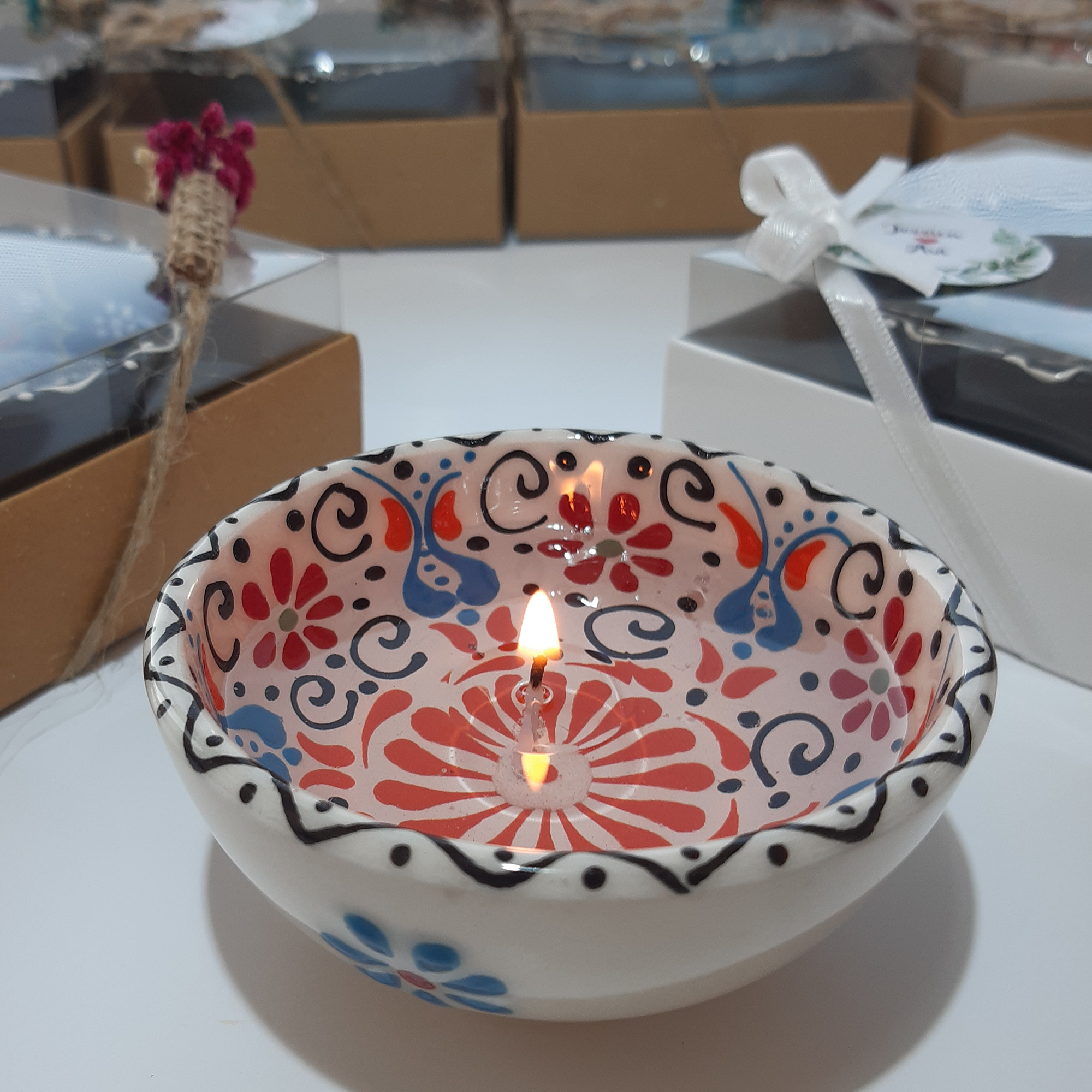 Party Favors Gel Candle in ceramic Bowl for Gifts for Guest